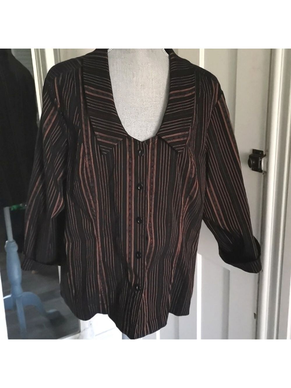 Vintage Peach Tree Originals black striped blazer. Size 1X. EUC